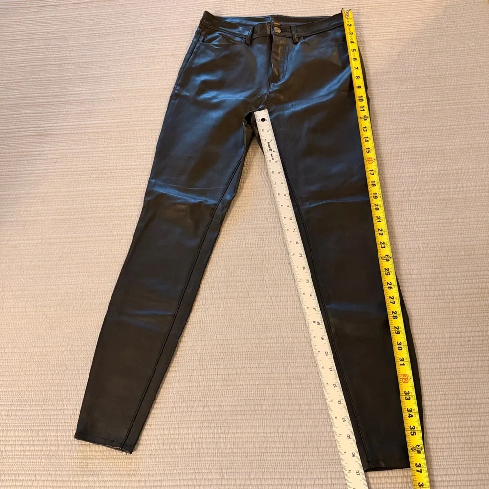 Free People Women's Black Vegan Leather Skinny Pants High Rise Size 27